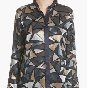 Lafayette 148 New York Desra Geometric Burnout Blouse (M)